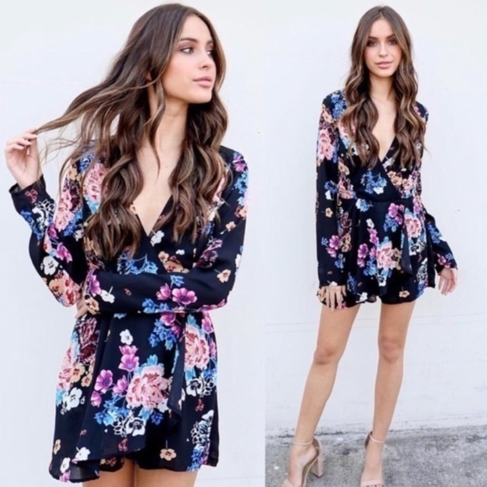 Cotton Candy LA Long Sleeve Floral Romper
